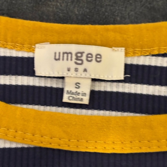Umgee Navy and Yellow Striped Mini Dress - Picture 2 of 7